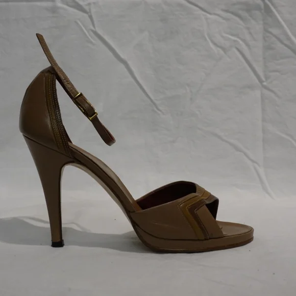 VINTAGE "Made in Italy for Byron's" Glam Multi-hued Brown Heeled Sandals, size 8 - Picture 7 of 11
